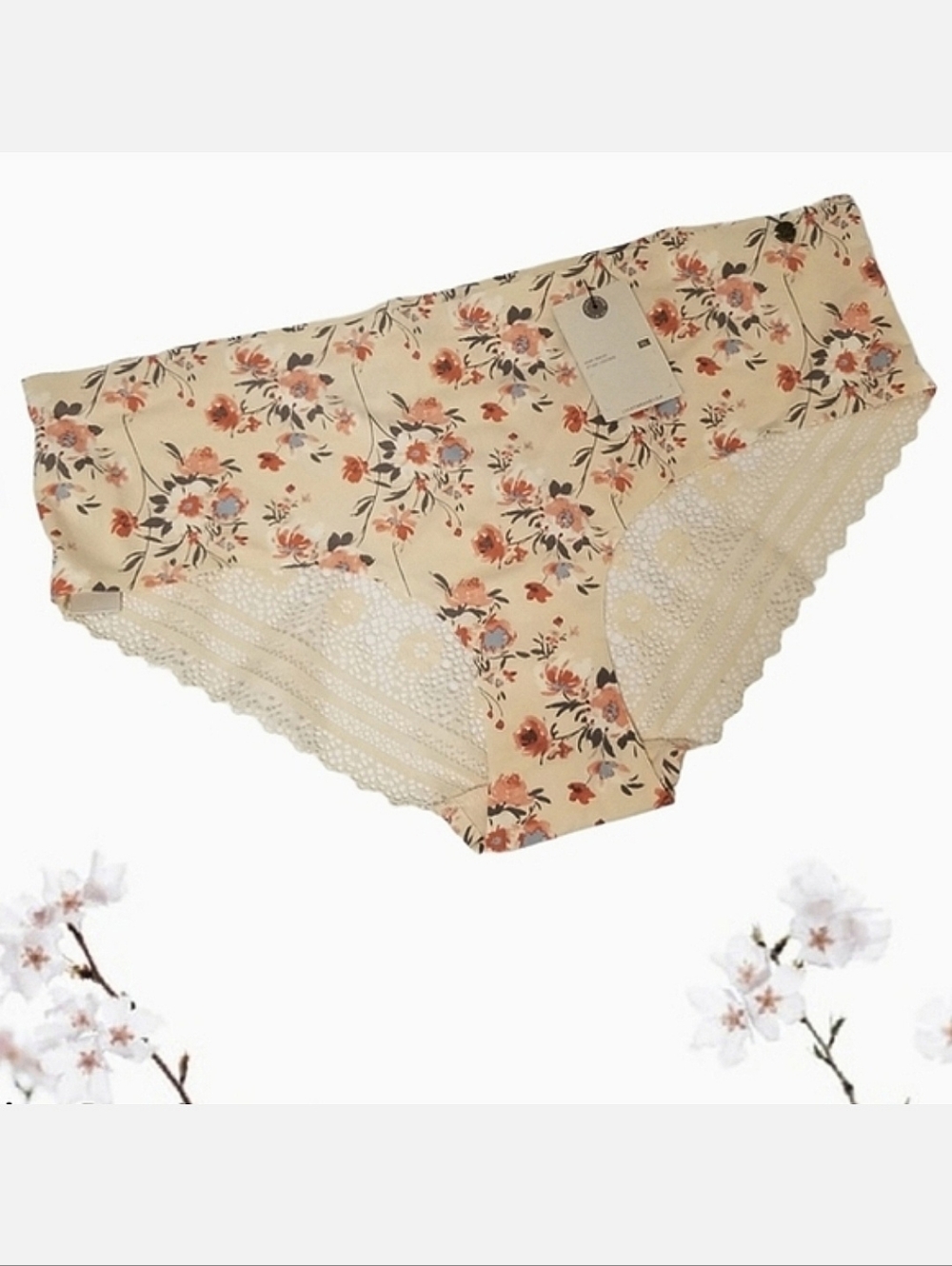 Lucky Brand Lace Back No Show Panty Pink Floral Sz XL NWT